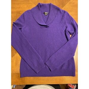 Prive 100% Cashmere Shawl Collar Sweater Small Royal Purple Preppy Soft Academia